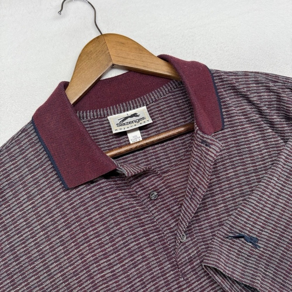 Vintage Slazenger Polo Shirt Mens Large Red Burgundy Mojave Dry Golf Knit 90s